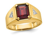 Men's 2.65 Carat (ctw) Garnet Ring in 14K Yellow Gold with Accent Diamonds